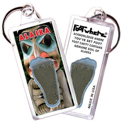 Alaska FootWhere® Souvenir Keychain. Made in USA-FootWhere® Souvenirs