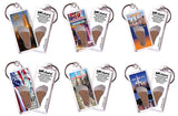 New York City  FootWhere® Souvenir Keychains. 6 Piece Set. Made in USA