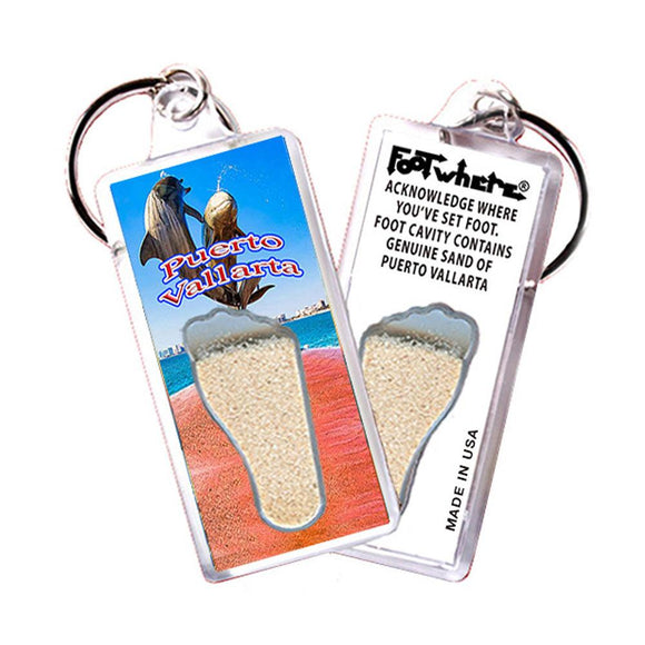 Puerto Vallarta FootWhere® Souvenir Keychain. Made in USA