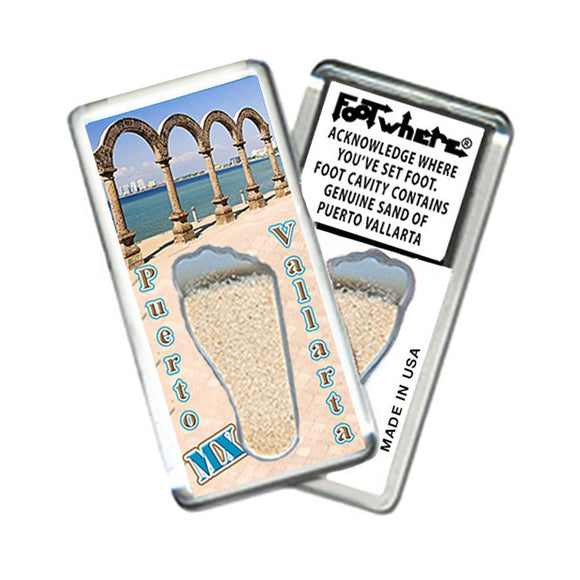 Puerto Vallarta FootWhere® Souvenir Fridge Magnet. Made in USA