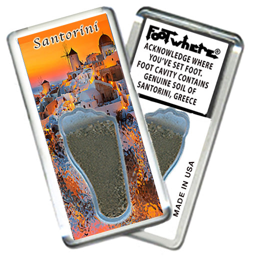 Santorini FootWhere® Souvenir Fridge Magnet.