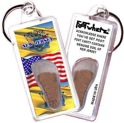 New Jersey FootWhere® Souvenir Key Chain. Made in USA-FootWhere® Souvenirs