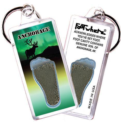Anchorage FootWhere® Souvenir Keychain. Made in USA-FootWhere® Souvenirs