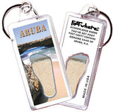 Aruba FootWhere® Souvenir Keychains. 6 Piece Set. Made in USA-FootWhere® Souvenirs