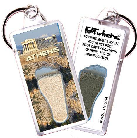 Athens, Greece FootWhere® Souvenir Key Chain. Made in USA-FootWhere® Souvenirs