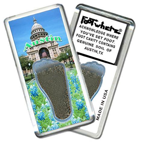 Austin, TX FootWhere® Souvenir Magnet. Made in USA-FootWhere® Souvenirs
