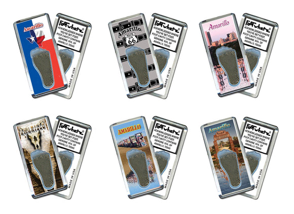 Amarillo FootWhere® Souvenir Fridge Magnets. 6 Piece Set. Made in USA-FootWhere® Souvenirs