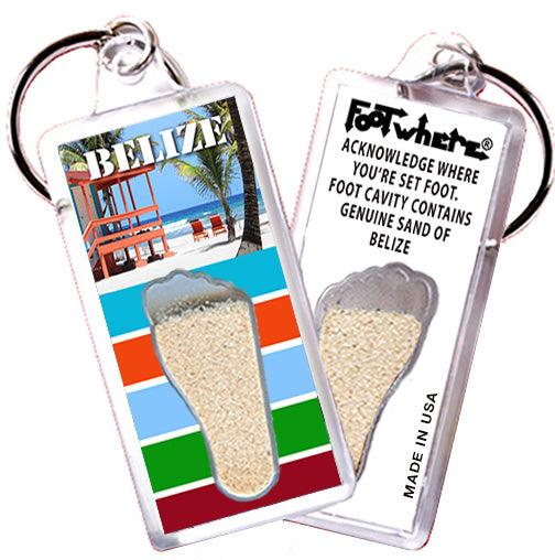 Belize FootWhere® Souvenir Keychain. Made in USA