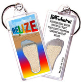 Belize FootWhere® Souvenir Keychains. 6 Piece Set. Made in USA - FootWhere® Souvenir Shop