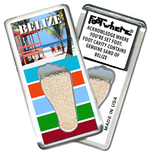 Belize FootWhere® Souvenir Fridge Magnet. Made in USA - FootWhere® Souvenir Shop