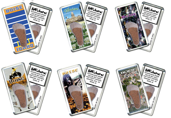 Boise FootWhere® Souvenir Fridge Magnets. 6 Piece Set. Made in USA-FootWhere® Souvenirs