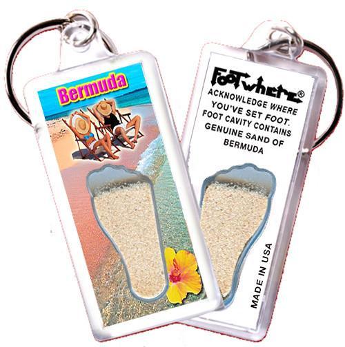 Bermuda FootWhere® Souvenir Keychain. Made in USA-FootWhere® Souvenirs