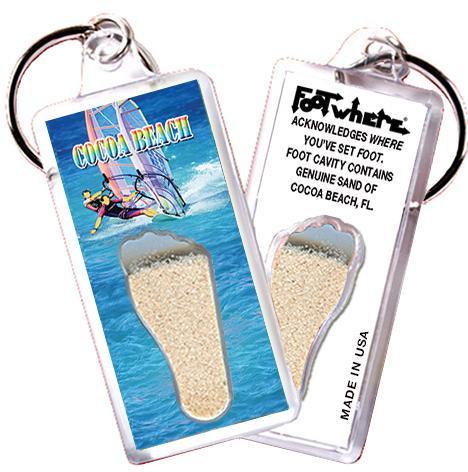 Cocoa Beach, FL FootWhere® Souvenir Keychain. Made in USA-FootWhere® Souvenirs
