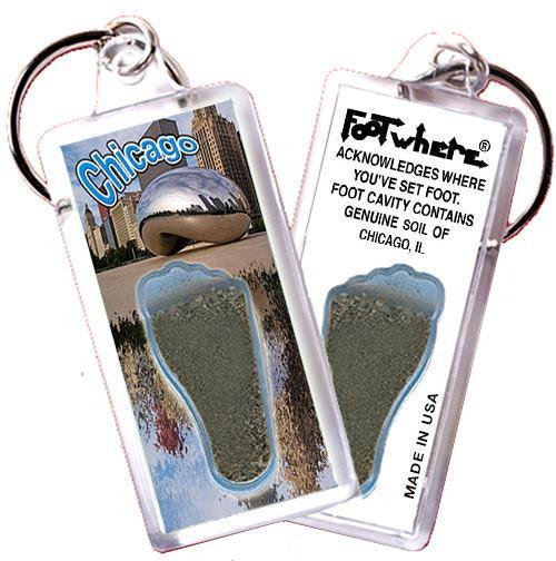 Chicago FootWhere® Souvenir Keychain. Made in USA-FootWhere® Souvenirs
