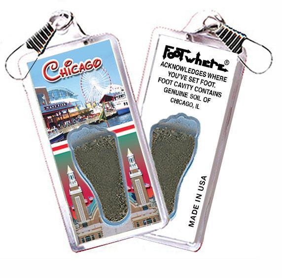 Chicago FootWhere® Souvenir Zipper-Pull. Made in USA-FootWhere® Souvenirs