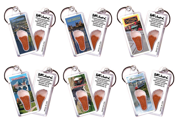 Chattanooga FootWhere® Souvenir Keychains. 6 Piece Set. Made in USA-FootWhere® Souvenirs