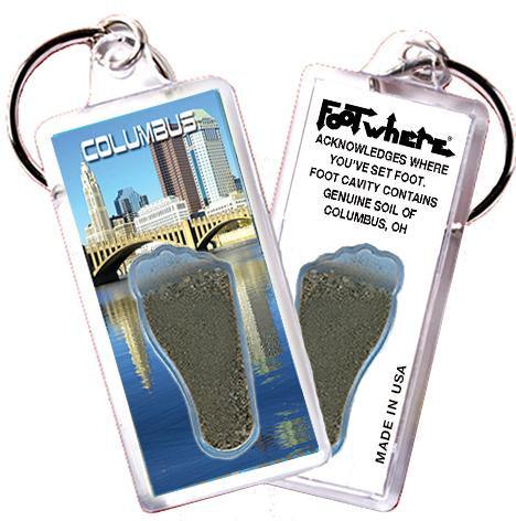 Columbus, OH FootWhere® Souvenir Keychain. Made in USA-FootWhere® Souvenirs
