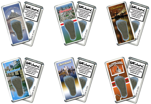 Cleveland FootWhere® Souvenir Fridge Magnets. 6 Piece Set. Made in USA-FootWhere® Souvenirs
