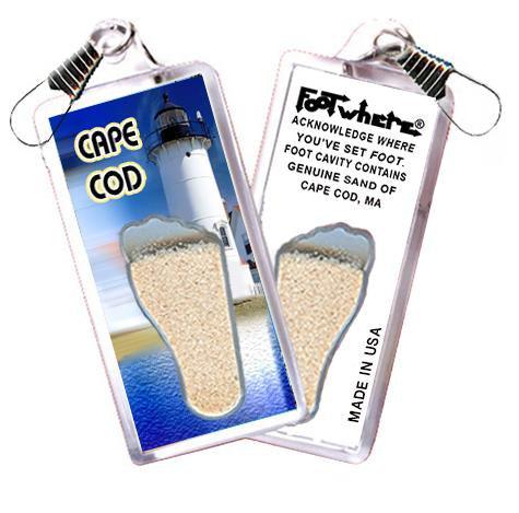 Cape Cod, MA FootWhere® Souvenir Zipper-Pull. Made in USA-FootWhere® Souvenirs