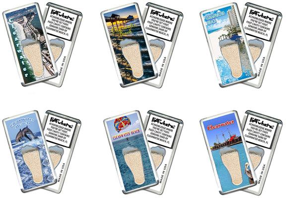 Clearwater FootWhere® Souvenir Fridge Magnets. 6 Piece Set. Made in USA-FootWhere® Souvenirs