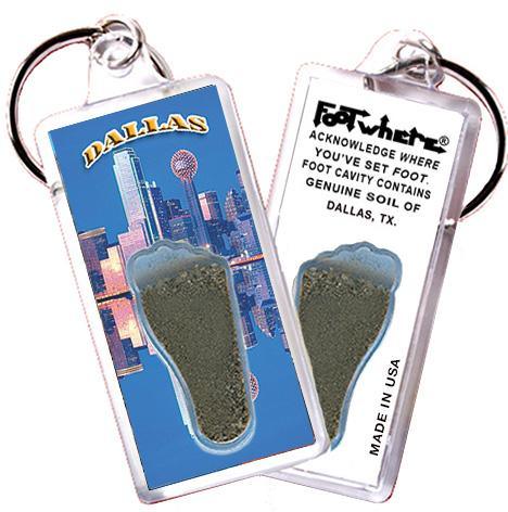 Dallas FootWhere® Souvenir Keychain. Made in USA-FootWhere® Souvenirs