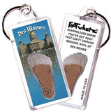 Des Moines FootWhere® Souvenir Keychains. 6 Piece Set. Made in USA-FootWhere® Souvenirs