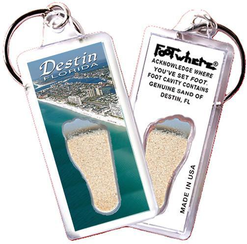 Destin, FL FootWhere® Souvenir Keychain. Made in USA-FootWhere® Souvenirs