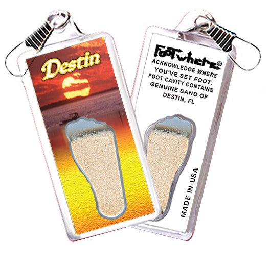 Destin, FL FootWhere® Souvenir Zipper-Pull. Made in USA-FootWhere® Souvenirs