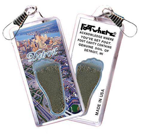 Detroit FootWhere® Souvenir Zipper-Pull. Made in USA.-FootWhere® Souvenirs