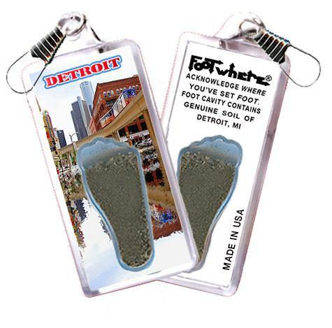 Detroit FootWhere® Souvenir Zipper-Pull. Made in USA.-FootWhere® Souvenirs