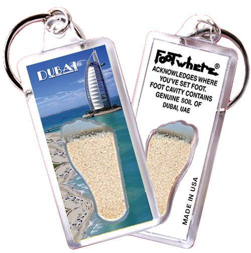 Dubai, UAE FootWhere® Souvenir Keychain. Made in USA-FootWhere® Souvenirs