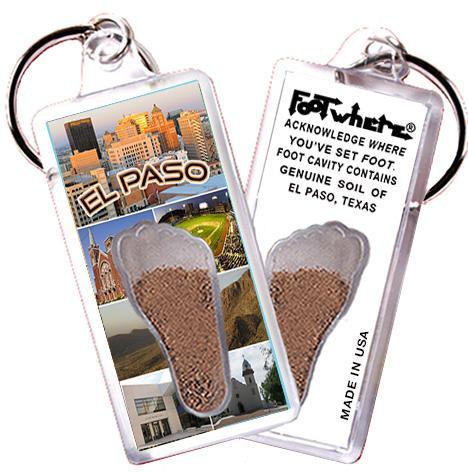 El Paso FootWhere® Souvenir Keychain. Made in USA-FootWhere® Souvenirs