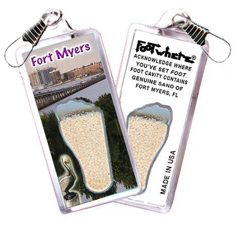Fort Myers, FL FootWhere® Souvenir Zipper-Pull. Made in USA-FootWhere® Souvenirs