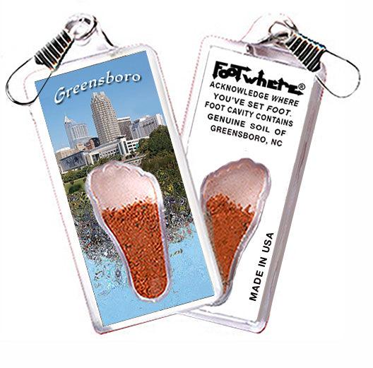 Greensboro, NC FootWhere® Souvenir Zipper-Pull. Made in USA-FootWhere® Souvenirs