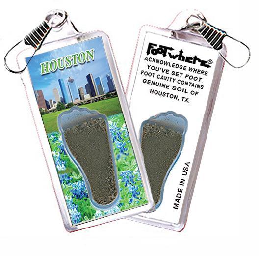Houston FootWhere® Souvenir Zipper-Pull. Made in USA-FootWhere® Souvenirs