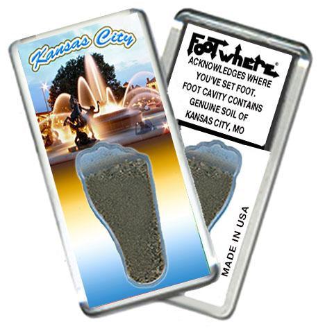 Kansas City FootWhere® Souvenir Fridge Magnet. Made in USA-FootWhere® Souvenirs