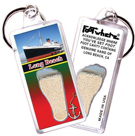 Long Beach FootWhere® Souvenir Key Chain. Made in USA-FootWhere® Souvenirs
