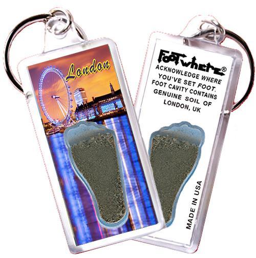 London, UK FootWhere® Souvenir Key Chain. Made in USA-FootWhere® Souvenirs