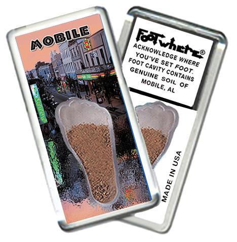 Mobile, AL FootWhere® Souvenir Fridge Magnet. Made in USA-FootWhere® Souvenirs