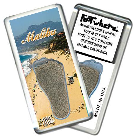Malibu FootWhere® Souvenir Fridge Magnet. Made in USA-FootWhere® Souvenirs