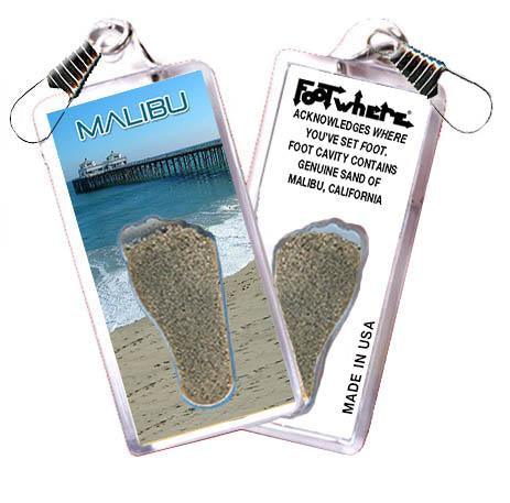 Malibu FootWhere® Souvenir Zipper-Pull. Made in USA-FootWhere® Souvenirs