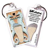 Miami FootWhere® Souvenir Keychains. 6 Piece Set. Made in USA