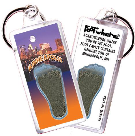 Minneapolis FootWhere® Souvenir Keychain. Made in USA-FootWhere® Souvenirs