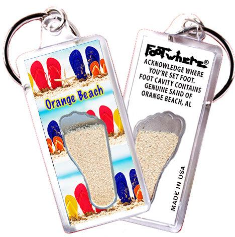 Orange Beach FootWhere® Souvenir Keychain. Made in USA - FootWhere® Souvenir Shop