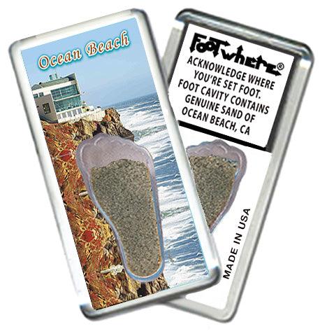 Ocean Beach FootWhere® Souvenir Fridge Magnet. Made in USA-FootWhere® Souvenirs