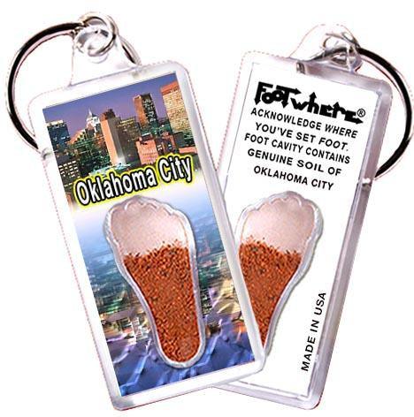 Oklahoma City FootWhere® Souvenir Keychain. Made in USA-FootWhere® Souvenirs