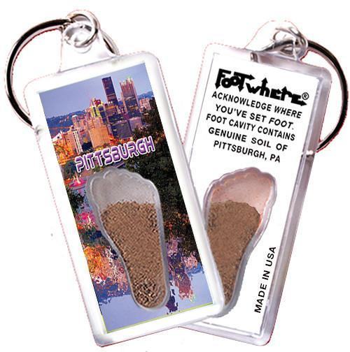 Pittsburgh FootWhere® Souvenir Keychain. Made in USA-FootWhere® Souvenirs