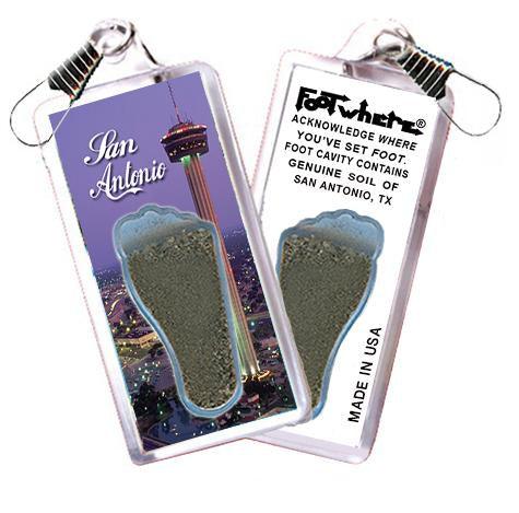San Antonio FootWhere® Souvenir Zipper-Pull. Made in USA-FootWhere® Souvenirs