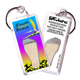 South Beach Miami FootWhere® Souvenir Keychain. 72 pieces/ 6 assorted styles.