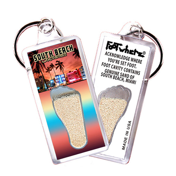 South Beach Miami FootWhere® Souvenir Keychain. 72 pieces/ 6 assorted styles.